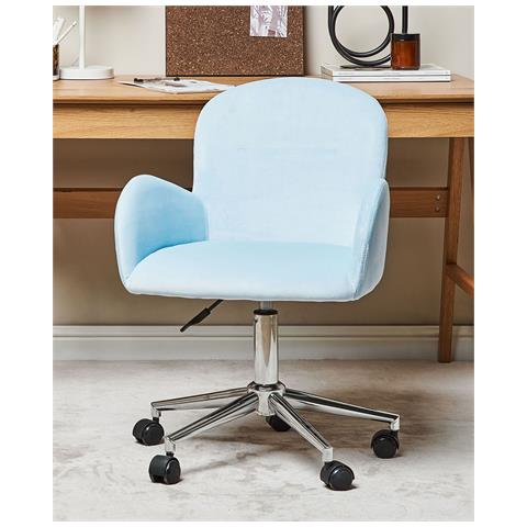 Sedia Da Scrivania Priddy Velluto Azzurro - Foto 8
