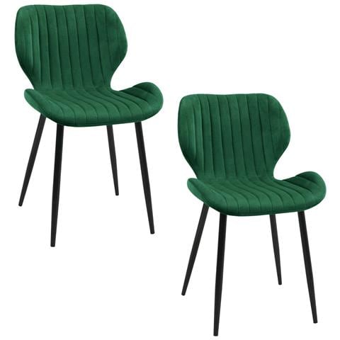 Set di 2 Sedie da Pranzo in Velluto SJ. 17, Colore Verde Bottiglia - Foto 1