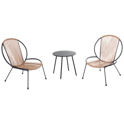 Rete Set Di 2 Poltrone + Tavolino Naturale - Foto 1