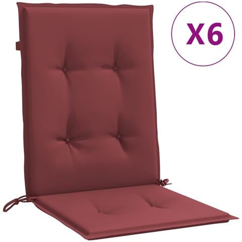Cuscini Sedia Schiena Bassa 6 Pz Rosso Vino Mélange Tessuto - Foto 2