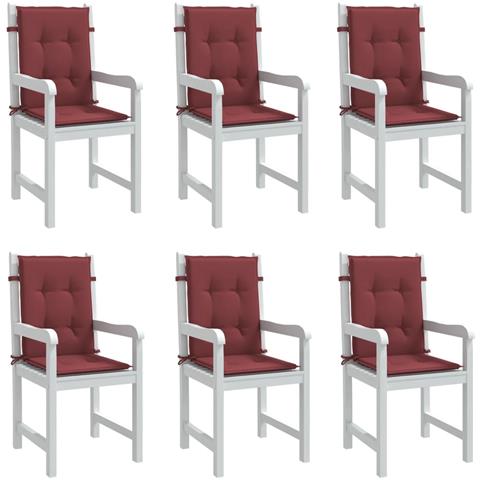 Cuscini Sedia Schiena Bassa 6 Pz Rosso Vino Mélange Tessuto - Foto 1
