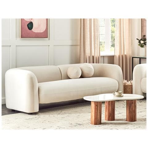 Divano 3 Posti Leiren Velluto Bianco Sporco - Foto 1