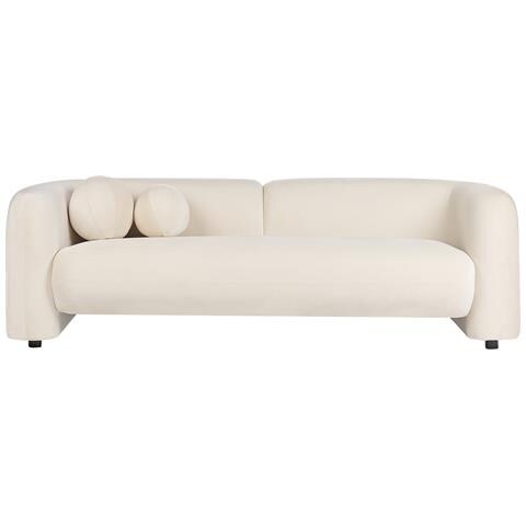 Divano 3 Posti Leiren Velluto Bianco Sporco - Foto 2