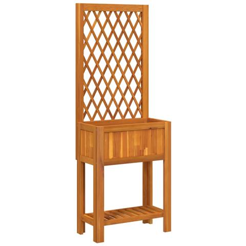 Fioriera Con Traliccio E Ripiano 55x29,5x152 Cm In Legno Acacia - Foto 2