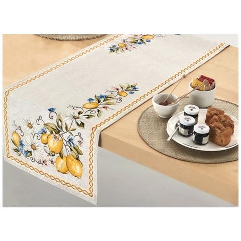 Tovaglia Copritavolo Centrino Runner Tavola Fantasia Estate Limoni Made In Italy 40x180 Limoni - Foto 1