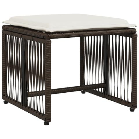 Set da Pranzo da Giardino 7pz con Cuscini in Polyrattan Marrone - Foto 2