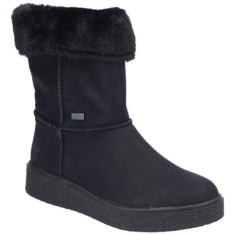 Black Casual Closed Ladies Mid Height Boots Stivaletti Pelle Sintetica Scarpe Donna Nero Eu 39, Y0090-00 - Foto 1