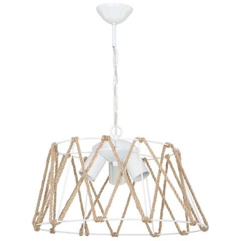 Lampada A Sospensione  Evren Asz1030 3 Luci Metallo Bianco E Corda - Foto 1