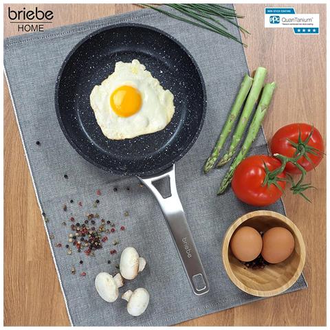 Black Titanium Set 3 Padelle Antiaderenti Induzione Titanio 18-20-24cm, Alluminio Forgiato Nero - Foto 2