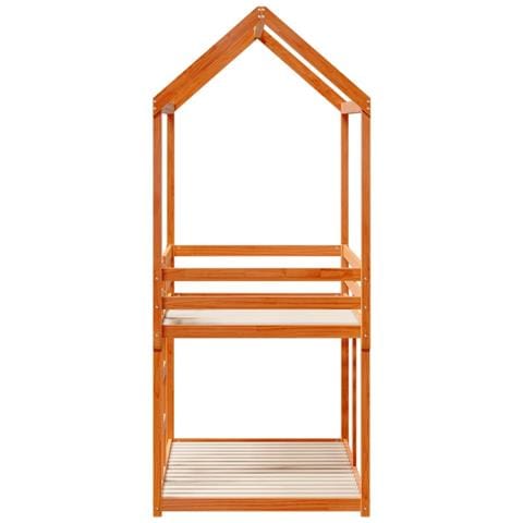 Letto a Castello con Tetto Marrone Cera 90x190 cm Massello Pino - Foto 2