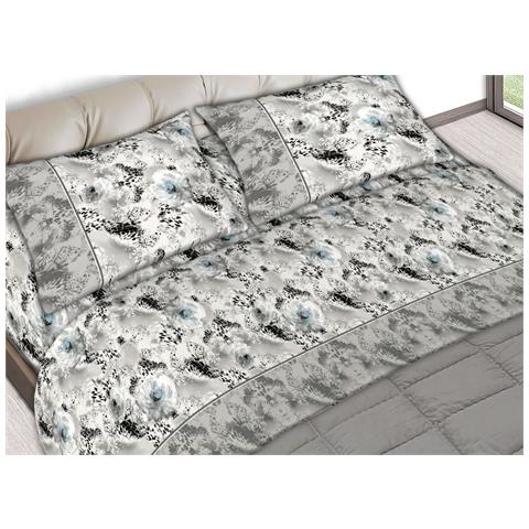 Completo Lenzuola Letto 100% Cotone Made Italy Disegno Animalier Cn Matrimoniale Grigio - Foto 1