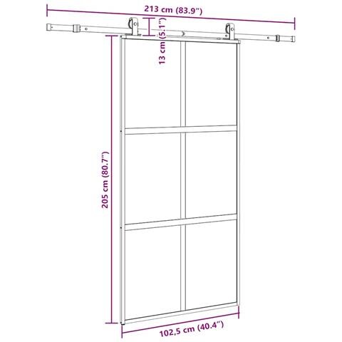 Porta Scorrevole Ferramenta Nera 102,5x205 cm Vetro Temperato - Foto 2