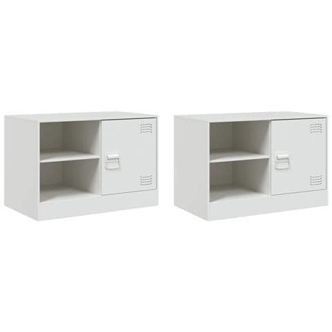 Mobili Tv 2 Pz Bianchi 67x39x44 Cm In Acciaio - Foto 2