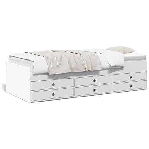 Divano Letto Con Cassetti Senza Materasso Bianco 90x190 Cm - Foto 2