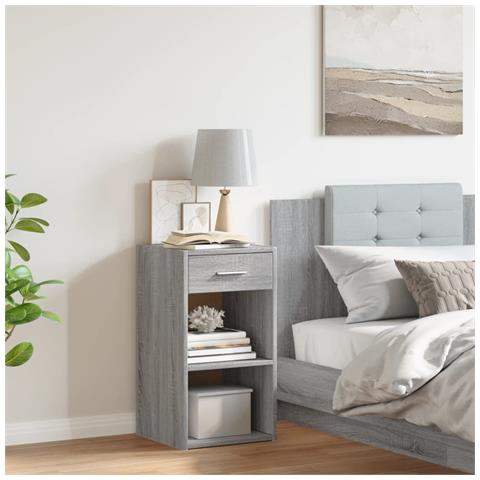 Comodino Grigio Sonoma 35x34x65 Cm In Legno Multistrato - Foto 3
