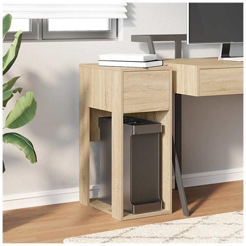 Supporto Per Computer A Torre Con Cassetto Rovere 30x44x74 Cm - Foto 3