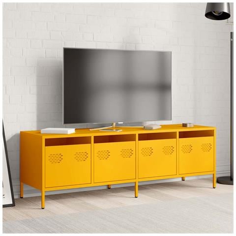 Mobile Tv Giallo Senape 135x39x43,5 Cm In Acciaio - Foto 3