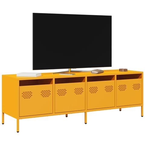 Mobile Tv Giallo Senape 135x39x43,5 Cm In Acciaio - Foto 1