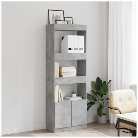 Credenza Grigio Cemento 63x33x180 Cm In Truciolato - Foto 3