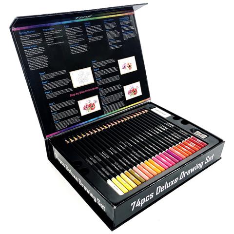 Set Di 74 Matite Colorate Deluxe Drawing Con Template Per Disegno E Gomma. - Foto 2