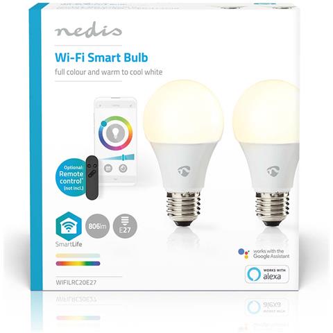 Confezione Da 2 Lampadine Connesse Wi-fi Led Rgb 9w 806lm E27 In Plastica, Bianco - Foto 2