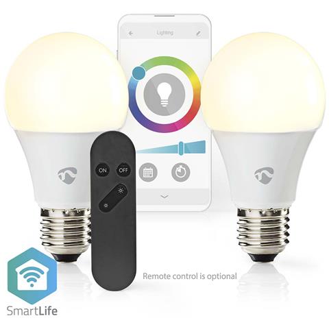 Confezione Da 2 Lampadine Connesse Wi-fi Led Rgb 9w 806lm E27 In Plastica, Bianco - Foto 5