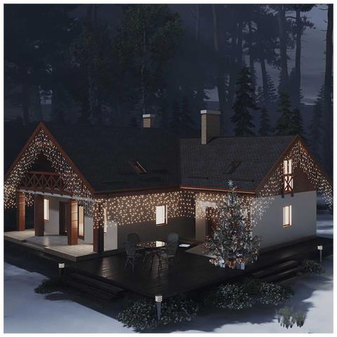 Lusso Casadino -  Luci A Ghiaccioli A Led 10 M 400 Led Bianco Caldo 8 Funzioni - Foto 6