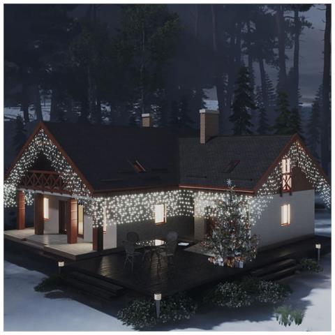 Lusso Casadino - Tenda Luci Led Ghiacciolo 10m 400 Led Bianco Freddo 8 Funzioni - Foto 5