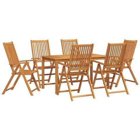 Set da Pranzo per Giardino da 7 Pezzi in Legno Massello di Acacia - Foto 1