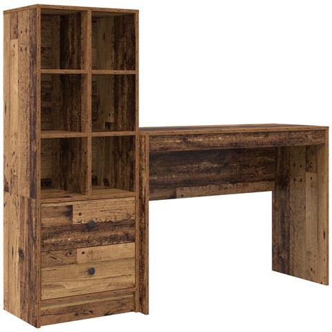 Scrivania con spazio di archiviazione in legno vecchio in legno ingegnerizzato - Foto 1