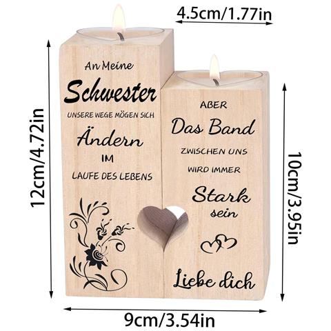 Portacandele In Legno Con Candele Regalo Perfetto Per La Sorella - Foto 2