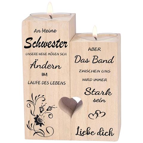 Portacandele In Legno Con Candele Regalo Perfetto Per La Sorella - Foto 1