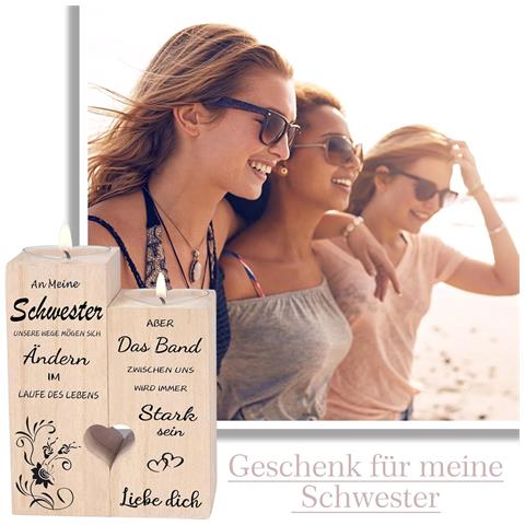 Portacandele In Legno Con Candele Regalo Perfetto Per La Sorella - Foto 5