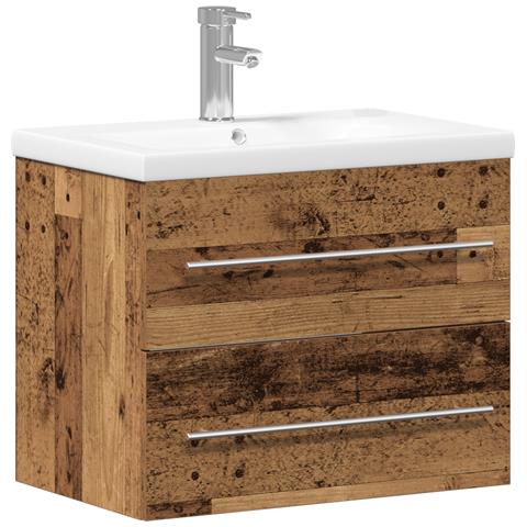 Mobile lavabo con lavabo incorporato in legno vecchio - Foto 1