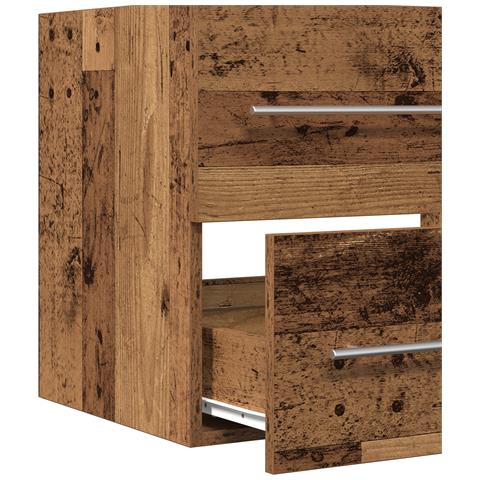 Mobile lavabo con lavabo incorporato in legno vecchio - Foto 9