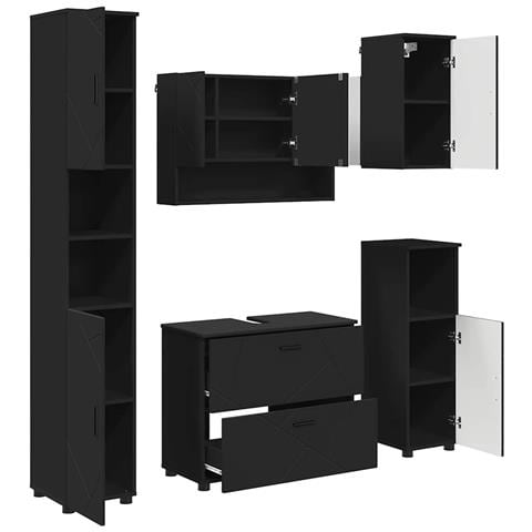 Set di mobili per il bagno 5 pcs Nero 30 x 35 x 192 cm - Foto 1