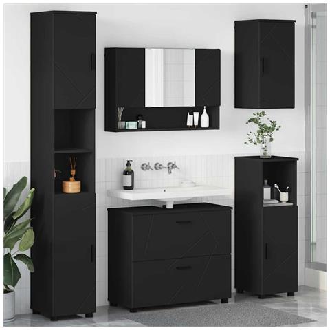 Set di mobili per il bagno 5 pcs Nero 30 x 35 x 192 cm - Foto 2