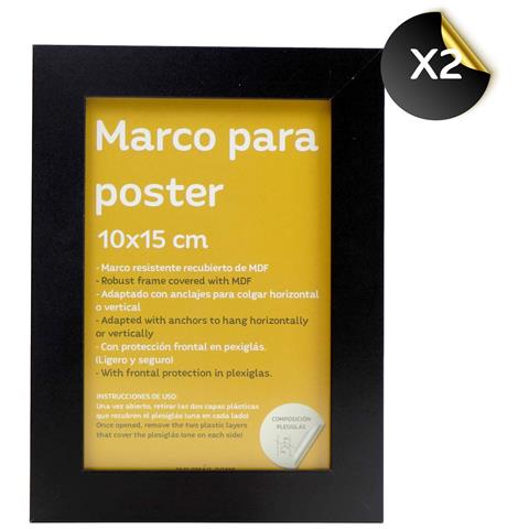 Set Di 10 Cornici In Legno Mdf Con Vetro Acrilico Per Foto, Poster, Quadri E Decorazioni Per Il Soggiorno, La Camera Da Letto O L'ufficio Nero Set 2 In 20x25, Set 4 In 13x18, Set 4 In 10x15 Cm - Foto 2
