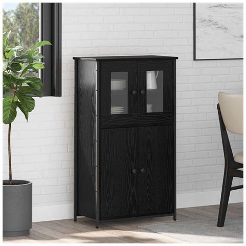 Credenza Rovere Nero 62 x 32 x 106,5 cm Legno multistrato - Foto 2