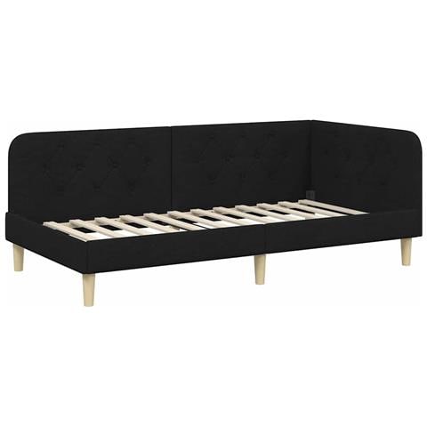 Cornice del letto ad angolo Nero 100 x 200 cm Tessuto - Foto 1