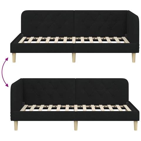 Cornice del letto ad angolo Nero 100 x 200 cm Tessuto - Foto 9