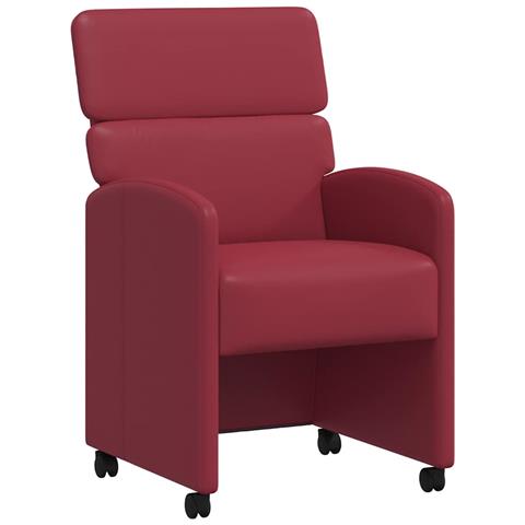 Sedie da Pranzo con Ruote 2 pcs Rosso vino 58 x 65 x 98 cm - Foto 1