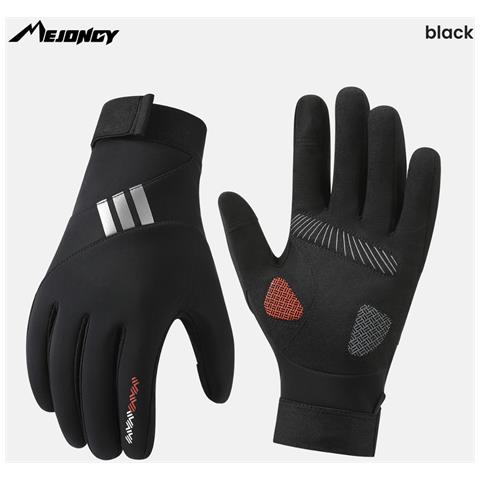 Guanti Termici Da Ciclismo Touchscreen Antivento In Pile Da Esterno Antiscivolo Black - Foto 2
