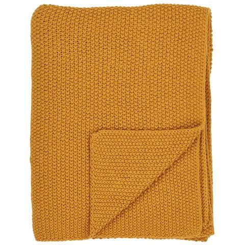 Plaid Santos In Cotone Riciclato Color Ocra 130×170 Cm - Foto 1