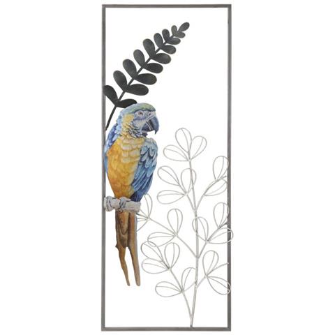 Pannello Da Parete Parrot In Ferro Con Pappagallo Ara Blu E Giallo - Foto 1