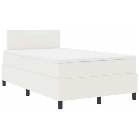 Letto a molle Crema e Bianco 120 x 190 cm Tessuto in Cords - Foto 1