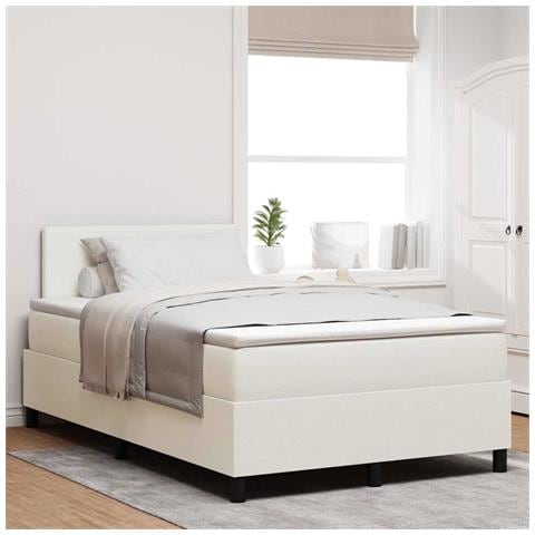 Letto a molle Crema e Bianco 120 x 190 cm Tessuto in Cords - Foto 2