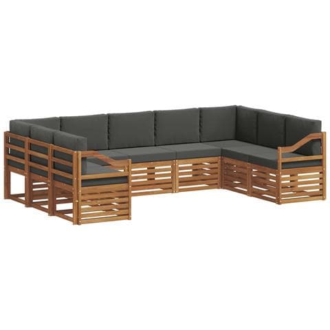 Set divani 9 pcs Naturale e Antracite Legno di Acacia Massello - Foto 1