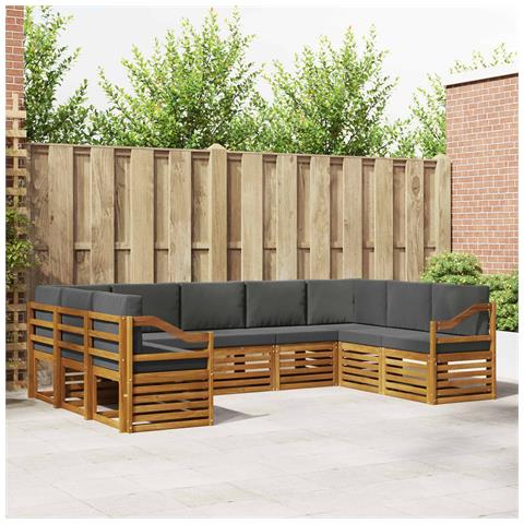 Set divani 9 pcs Naturale e Antracite Legno di Acacia Massello - Foto 2