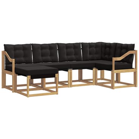 Set di divani da esterno con cuscino 6 pcs Bianco e Nero - Foto 1